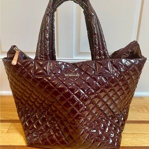 MZ Medium Port Lacquer Tote.  Deep burgundy.  Large Tote,  3 interior pouches.